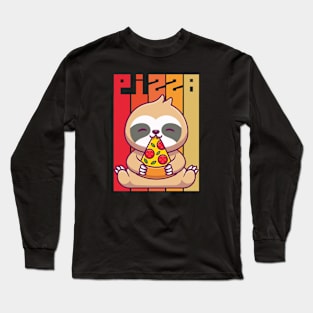 sloth eating pizza Long Sleeve T-Shirt